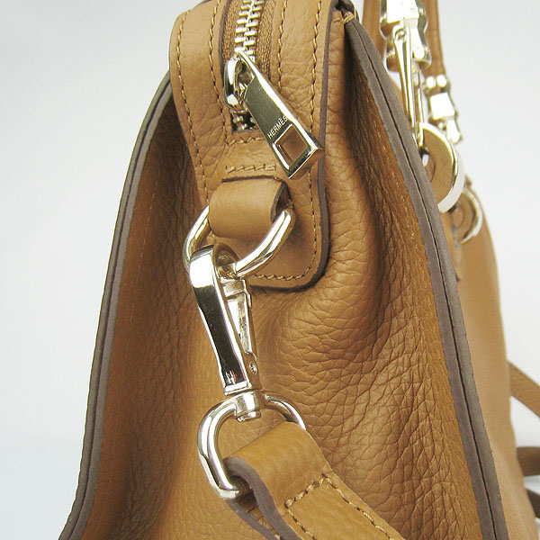 Fake Hermes New Arrival Double-duty leather handbag Light Coffee 60669 - Click Image to Close